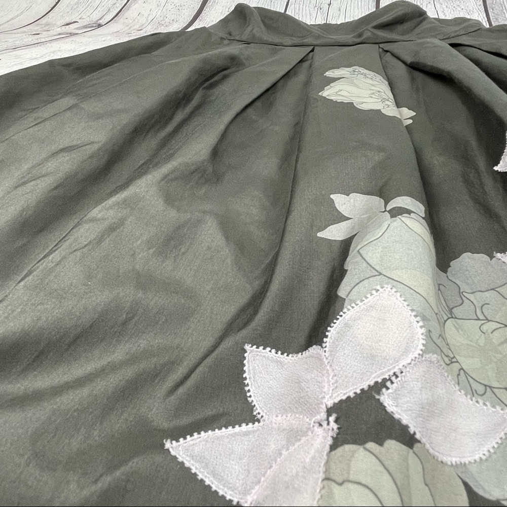 GAP women's NWT silk blend strapless dress slate grey floral applique size 2 - Picture 8 of 15